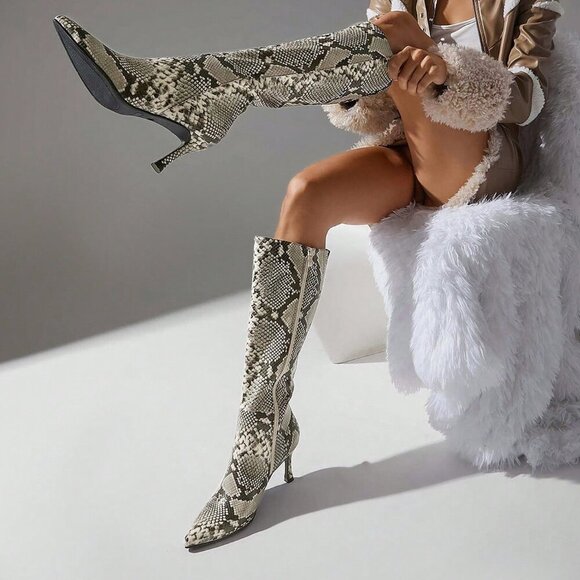 Multicolor Sexy Women's Pointed Toe Snake High Heel - Picture 1 of 5